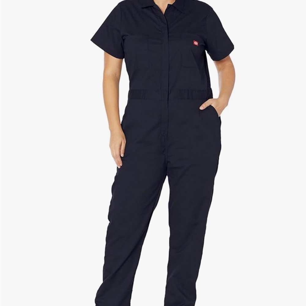Dickies Women's Plus Size Flex Temp-IQ Short Sleeve Coveralls, Dark Navy 2X